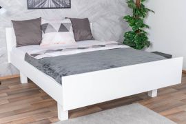 Lit simple blanc, lit d'invité moderne en bois massif de hêtre 116B, sommier à lattes inclus, surface de couchage 140 x 200 cm, stable et durable, finition de haute qualité