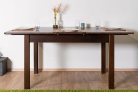 Table à manger extensible Junco 236D | Pin massif finition noyer | 90 x 140 / 175 cm | Robuste et spacieuse