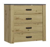 Commode Talimatau 04 | Chêne & Gris | 4 tiroirs | 86 x 91 x 43 cm | Style moderne