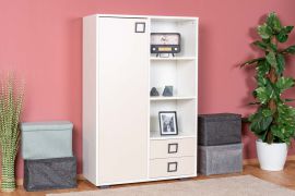 Commode chambre enfant Benjamin 26 | Blanc/Crème | 134 x 86 x 37 cm | Design moderne