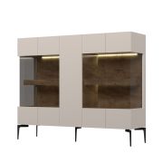 Commode Asau 13, Couleur : Cachemire / Chêne foncé - Dimensions : 125 x 152 x 42 cm (H x L x P)