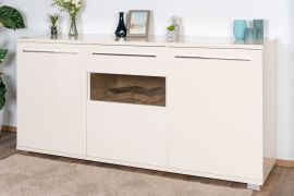 Commode Garim 8, couleur : beige brillant - 85 x 180 x 45 cm (H x L x P)