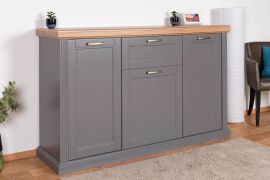 Commode Lotofaga 11, Couleur : Gris / Noyer - 102 x 167 x 48 cm (H x L x P)