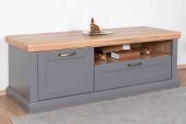 Meuble bas TV Lotofaga 06, Couleur : Gris / Noyer - 52 x 151 x 54 cm (H x L x P)