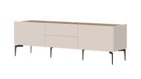 Meuble TV Asau 06, Couleur : Cachemire / Chêne foncé - Dimensions : 56 x 176 x 47 cm (H x L x P)