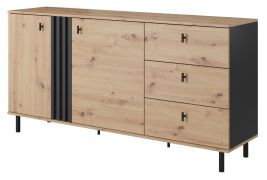 Buffet Gardane 05 | Chêne & Anthracite | 82 x 165 x 40 cm | Rangement moderne