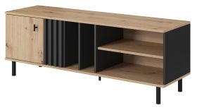 Meuble TV bas Gardane 03 | Chêne & Anthracite | 49 x 138 x 40 cm | Design moderne