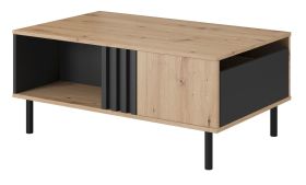 Table basse Gardane 06 | Chêne & anthracite | 100 x 60 x 43 cm | Design moderne avec rangements