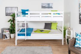 Lits superposés pour adultes "Easy Premium Line" K24/n, tête et pied de lit droits, en hêtre massif laqué blanc - Surface de couchage : 120 x 190 cm, séparable