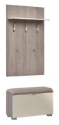 Penderie avec banc Sabadell 04 | Chêne & Beige brillant | 209 x 80 x 38 cm