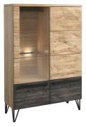 Vitrine Benkovac 06 | Chêne / Noir | 140 x 94 x 40 cm | Design moderne, teilmassiv