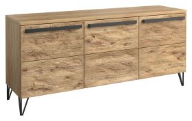 Buffet Buzet 06 | Chêne / Noir | 79 x 174 x 50 cm | Style moderne, semi-massif