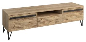 Meuble TV Buzet 09 | Espace de rangement moderne | Chêne / Noir | 49 x 174 x 50 cm