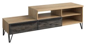 Meuble TV Benkovac 12 | Chêne & Noir | 55 x 174 x 50 cm | Style moderne | Soft Close