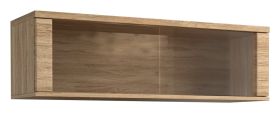 Vitrine murale Buzet 13, couleur : chêne, partiellement massif - Dimensions : 35 x 116 x 40 cm (H x L x P)