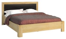 Lit simple ou d’appoint Lipik 53 | Chêne/Noir | Design moderne | 90 x 200 cm | Partiellement massif