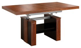 Table de salle à manger "Medulin" 09, réglable en hauteur, couleur : noyer / noir - Dimensions : 61 - 79 x 130 - 170 x 80 cm (H x L x P)
