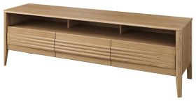 Meuble TV large Gorica 11 | Chêne doré | 56 x 180 x 50 cm | Soft Close | 3 tiroirs | Partiellement massif