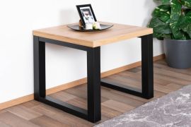 Petite table basse carrée avec pieds noirs "Prizren" 01, Chêne artisan / Noir mat, 60 x 60 x 50 cm, finition particulièrement soignée