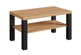 Table basse rectangulaire Temerin 32a | Espace de rangement généreux | Chêne doré/Noir mat | 100 x 55 x 51 cm