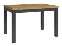 Table de salle à manger rectangulaire Varbas 02 avec pieds foncés, Chêne artisan / Noir mat, 120 x 80 cm, grand espace de rangement, très stable, design bicolore