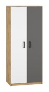 Armoire penderie ado Sallingsund 01 | 2 portes | Chêne / Blanc / Anthracite | 191 x 80 x 51 cm
