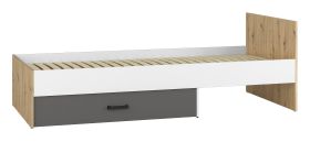 Lit enfant/ado Sallingsund 09 | 90 x 200 cm | Chêne/Blanc/Anthracite | 1 tiroir intégré