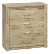 Commode Brovst 09, Couleur : Chêne - Dimensions : 94 x 92 x 40 cm (H x L x P), avec 4 tiroirs