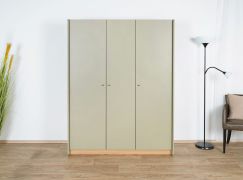 Armoire moderne Sampont 01, vert menthe / chêne foncé, 195 x 145 x 52 cm, avec 12 compartiments et 1 tringle à vêtements, chants en ABS, robuste et durable