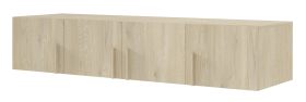 Rehausse pour armoire Edegem 01 / 200 x 61 x 40 cm / Couleur : Chêne Cremona / 4 portes / 3 compartiments / Chants ABS
