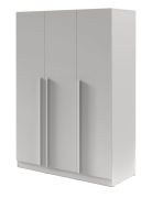Armoire à 3 portes | Couleur : gris platine | avec 2 tiroirs | 1 tringle à vêtements | 150 x 61 x 210 cm | 6 étagères | Chants en ABS | Edegem 02