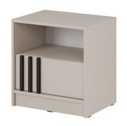 Table de chevet Leeds 37 | Lamelles noires | 52 x 51 x 38 cm | Finition cachemire | 1 tiroir, 1 niche