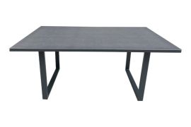 Table de jardin Mailand avec plateau en verre, en aluminium revêtu par poudre, Couleur : Anthracite, 1400 x 800 x 590 mm, plateau de table en verre trempé