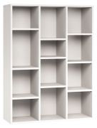 Bibliothèque Bellaco 49 blanche | 12 compartiments | 151 x 112 x 38 cm | Design moderne et modulable
