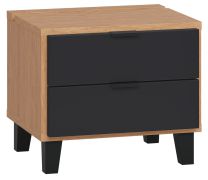 Table de chevet Leoncho 16 | Espace optimisé | Chêne / Noir | 40 x 45 x 40 cm | LED intégrée