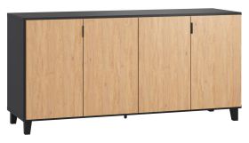 Commode Leoncho 30 noir et chêne | 78 x 160 x 47 cm | Design moderne, Soft Touch, grande capacité