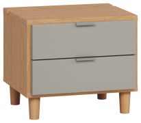 Table de chevet Nanez 16 | Chêne et gris | 40 x 45 x 40 cm | 2 tiroirs | Éclairage LED