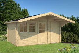 Abri de jardin Silberspitze 02 avec plancher - 70 mm Maison en madriers, surface au sol : 15,8 m², Toit à deux versants
