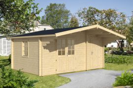 Abri de jardin Silberspitze 03 avec plancher - 70 mm Maison en madriers, surface au sol : 12,7 m², Toit à deux versants