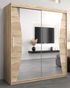 Armoire à portes coulissantes Serbota 04 avec miroir | Chêne Sonoma | 200 x 180 x 62 cm