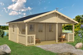 Maison de sauna Spitzkofel avec plancher - Maison en madriers de 70 mm, Surface au sol : 28,3 m², Toit en bâtière