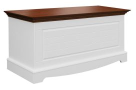 Coffre Gyronde 38, pin massif, Couleur : Blanc / Noyer - 51 x 112 x 45 cm (H x L x P)