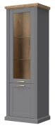 Vitrine Lotofaga 09 | Gris & Noyer | 200 x 66 x 48 cm | Éclairage LED, Design Moderne