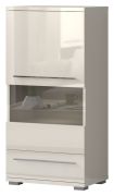 Vitrine Garim 10, couleur : beige brillant - 123 x 60 x 40 cm (H x L x P)