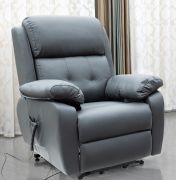 Fauteuil de relaxation Premium en cuir véritable Vittoria, Couleur : Gris foncé
