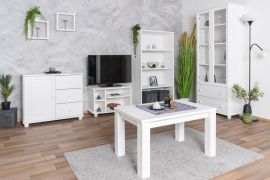 Ensemble salon complet 7 pièces Junco H | Blanc | Pin massif | Style maison de campagne