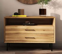 Commode en chêne sauvage massif huilé Kumeu 17 | 65 x 97 x 45 cm | Design haut de gamme