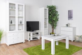 Salon complet style maison de campagne | Set E Junco 5 pièces | Blanc | Pin massif