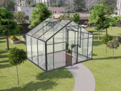 Serre - Verrière Grünkohl XL7, verre trempé 4 mm, Surface au sol : 6,40 m² - Dimensions : 220 x 290 cm (lo x la)