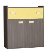 Commode pour chambre ado Gregor 02 | Chêne foncé & Jaune | 99 x 90 x 34 cm | Design moderne